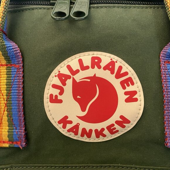 Fjallraven Kanken Mini Backpack Green Rainbow Straps 23261 EUC - Picture 5 of 7